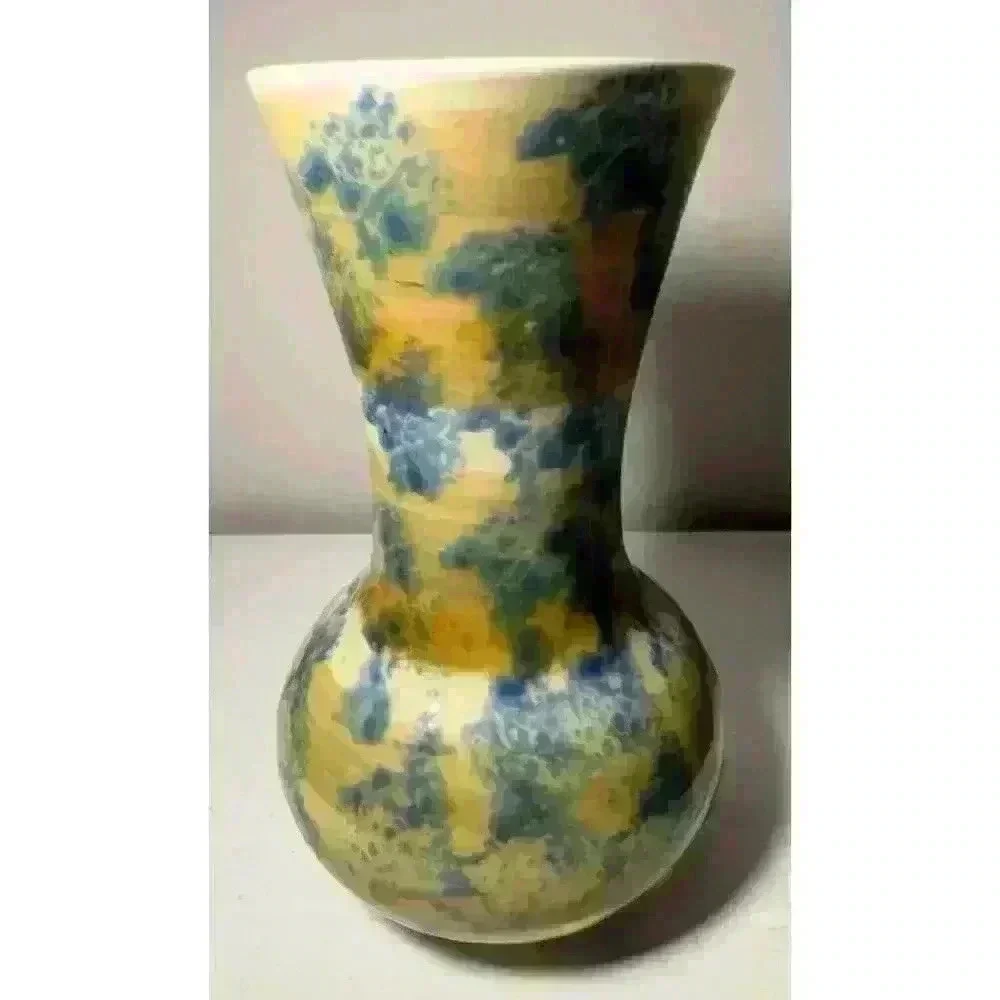 Vintage Greenbrier International Pottery Colorful Vase Signed Blue Excellent Con